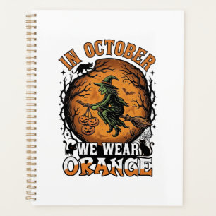 Oktober Wir Tragen Orange Fliegende Hexe Kürbisse Planer