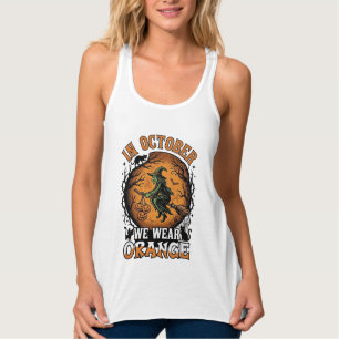 Oktober Wir Tragen Orange Fliegende Hexe Kürbisse  Tank Top