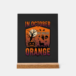 Oktober Wir tragen Orange Halloween Kürbis Llama S Acrylschild