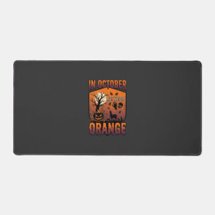 Oktober Wir Tragen Orange Halloween Kürbis Llama S Schreibtischunterlage