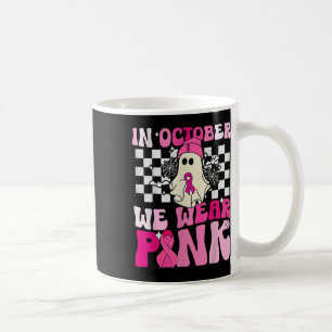 Oktober Wir tragen Pink Funny Ghost Halloween Brus Kaffeetasse