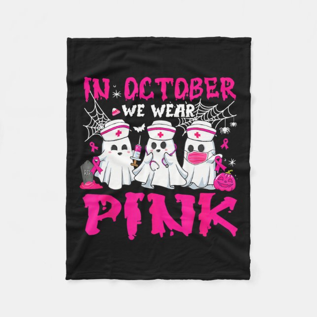 Oktober Wir tragen Pink Nurse Ghost Halloween Brus Fleecedecke (Vorderseite)