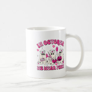 Oktober Wir tragen Pink Nurse Ghost Halloween Brus Kaffeetasse
