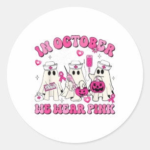 Oktober Wir tragen Pink Nurse Ghost Halloween Brus Runder Aufkleber