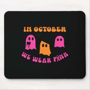 Oktober Wir tragen Pink Pumpkin Ghost Halloween Br Mousepad
