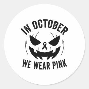 Oktober Wir tragen rosa Brustkrebs Halloween Jacko Runder Aufkleber