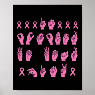 Oktober Wir tragen rosa Gebärdensprache Brustkrebs Poster