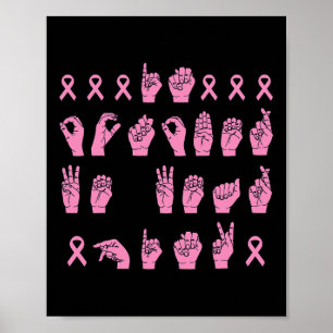Oktober Wir tragen rosa Gebärdensprache Brustkrebs Poster