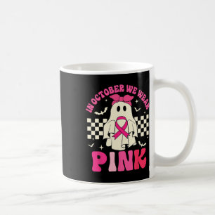 Oktober Wir tragen rosa Halloween Ghost Brustkrebs Kaffeetasse