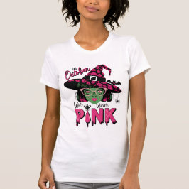 Oktober Wir tragen rosa Halloween Ghost Brustkrebs T-Shirt
