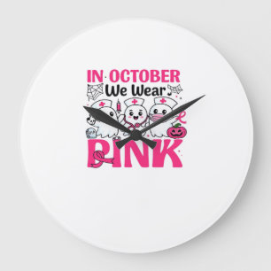 Oktober Wir Tragen Rosa Krankenpfleger Brustkrebsb Große Wanduhr