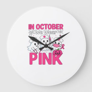 Oktober Wir Tragen Rosa Krankenschwester Brustkreb Große Wanduhr