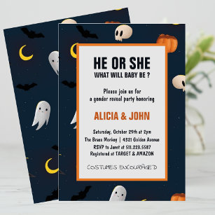 Oktoberenthüllung "He or She Halloween" Einladung