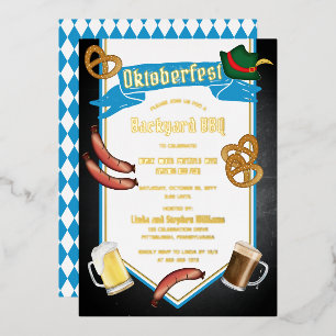 Oktoberfest Bayerische Bier Hinterhof-Grillparty Folieneinladung