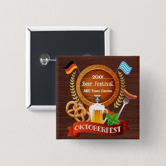 Oktoberfest Beer Barrel Button (Vorne & Hinten)