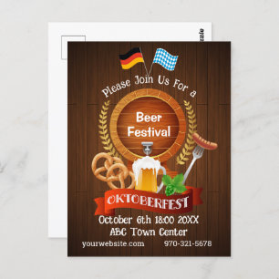 Oktoberfest Beer Barrel Postkarte