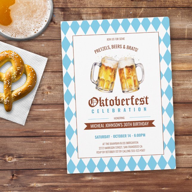Oktoberfest Beer Party 30. Geburtstag Einladung (Oktoberfest Beer Party 30th Birthday Invitation)