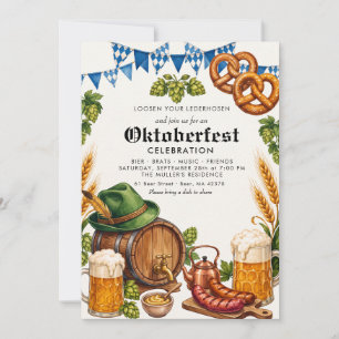 Oktoberfest Bier Deutsches Festival Aquarell Einladung