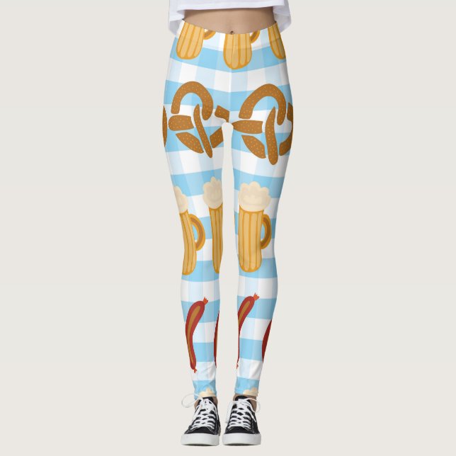 Oktoberfest: Bier, Salzbrezel, Wurstmuster Leggings (Vorderseite)