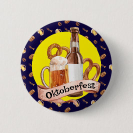 Oktoberfest Bier und Brezeln Button