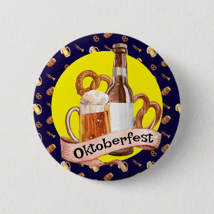 Oktoberfest Bier und Brezeln  Button