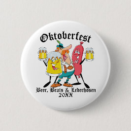 Oktoberfest Bierbrände Lederhosen Button