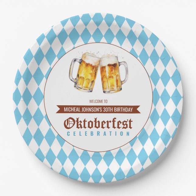 Oktoberfest-Biere Geburtstagsparty Pappteller (Vorderseite)