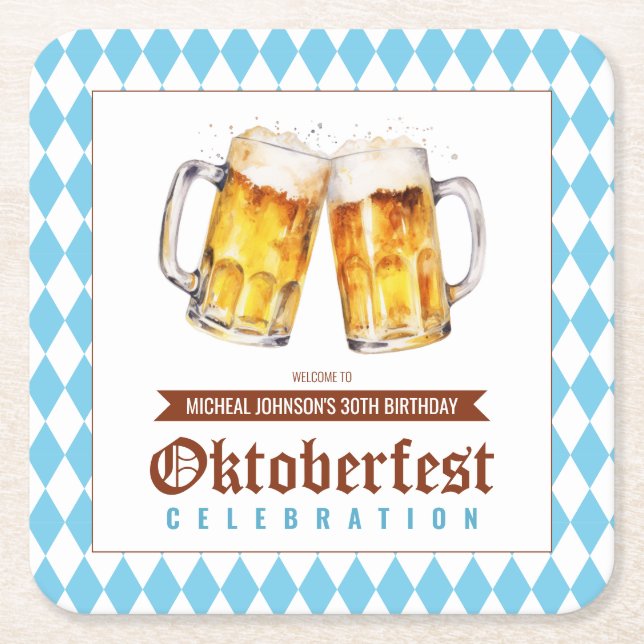 Oktoberfest-Biere Geburtstagsparty Rechteckiger Pappuntersetzer (Vorderseite)