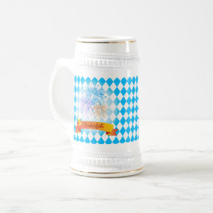 OKTOBERFEST Bierfest Blaue Bayerische Flagge Bierglas