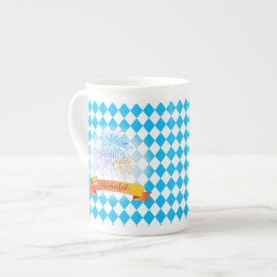 OKTOBERFEST Bierfest Blaue Bayerische Flagge Prozellantasse