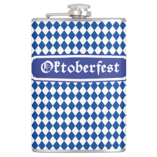 OKTOBERFEST Bierfest-Dekoration Blaues Muster  Flachmann