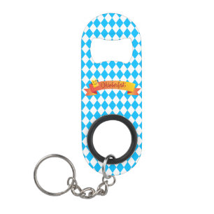 OKTOBERFEST Bierfest-Dekoration Blaues Muster Mini Flaschenöffner