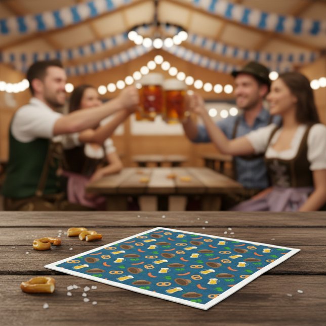 Oktoberfest-Biersorte, Bretzel- und Wurstmuster Serviette (Von Creator hochgeladen)