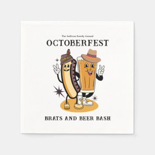 Oktoberfest Brands und Bierfall-Party Retro Serviette