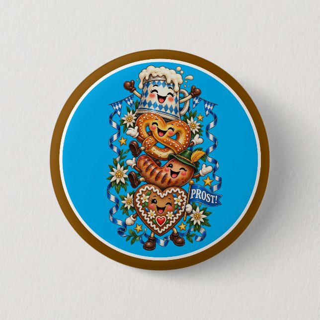 Oktoberfest Cartoonfiguren  Button (Vorderseite)