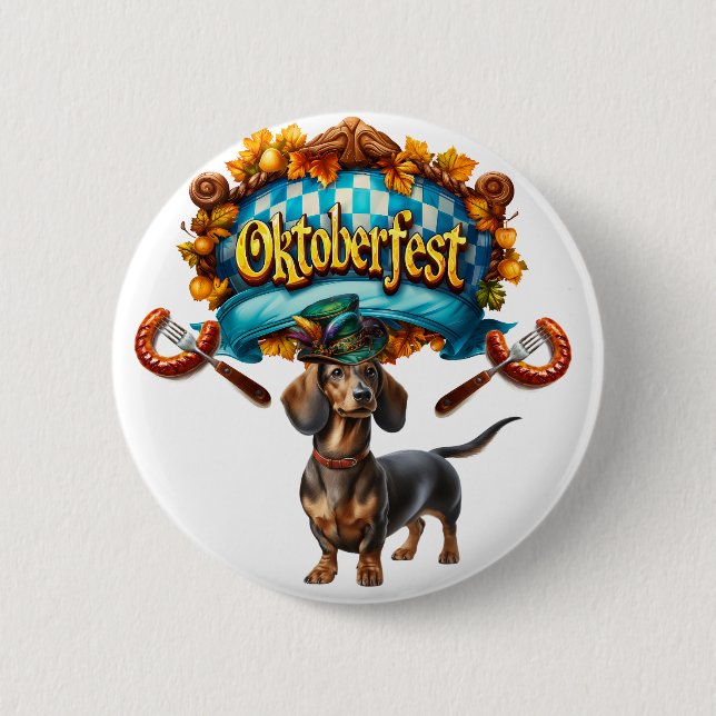 Oktoberfest-Dackel Button (Vorderseite)