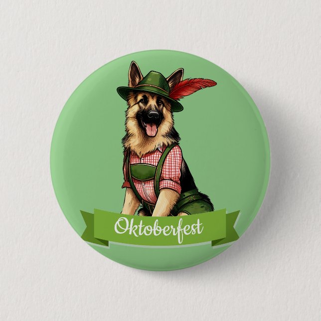 Oktoberfest Deutscher Schäferhund  Button (Vorderseite)