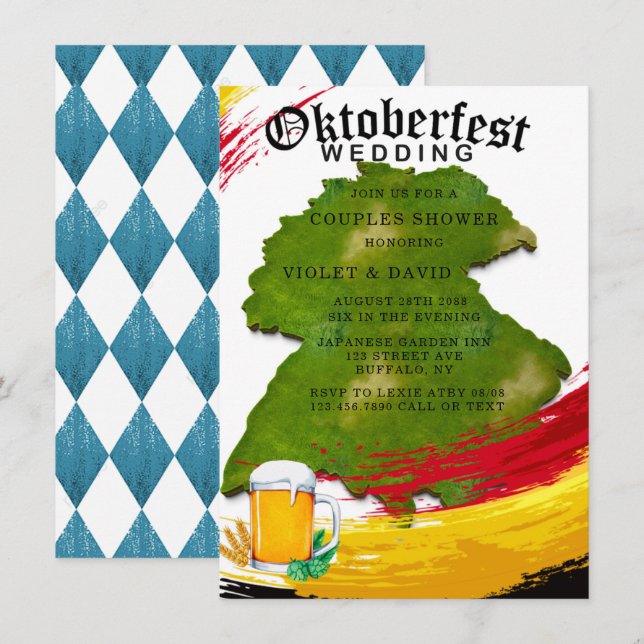 Oktoberfest Deutschland Landkarte Paare Dusche Einladung (Vorne/Hinten)