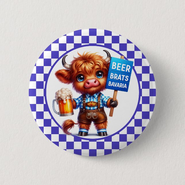 Oktoberfest Highland-Rind  Button (Vorderseite)
