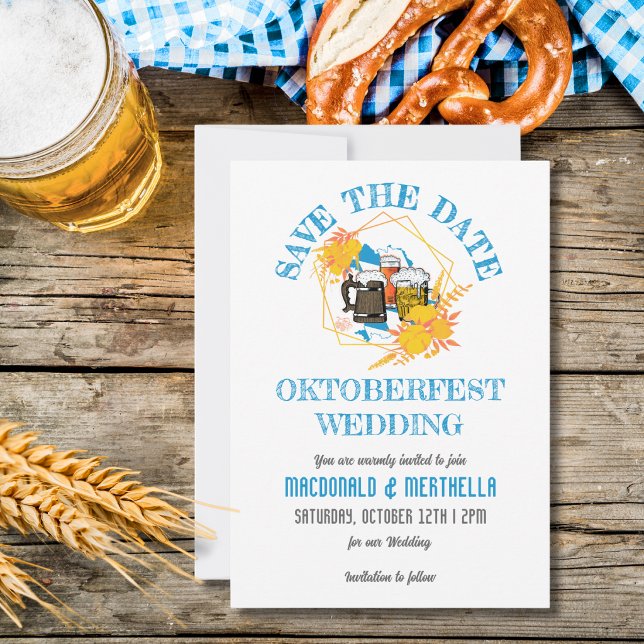OKTOBERFEST Hochzeit Save The Date (OKTOBERFEST WEDDING Save The Date. Stylish beer-themed wedding stationery. Matching gifts available.)