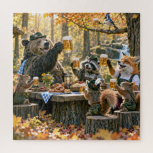 Oktoberfest im Wald mit Wildtieren Puzzle