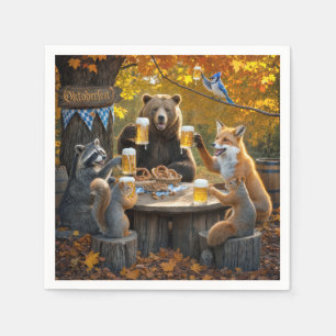 Oktoberfest im Wald mit Wildtieren Serviette