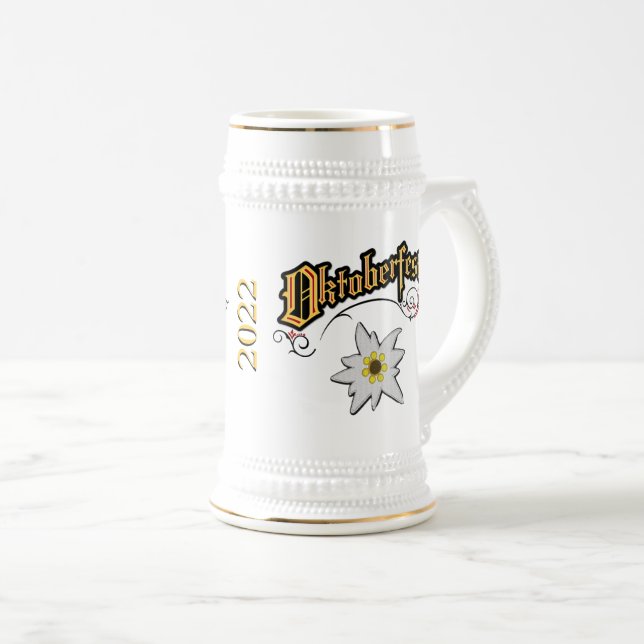 Oktoberfest Keramik Beer Stein Bierglas (VorderseiteRechts)