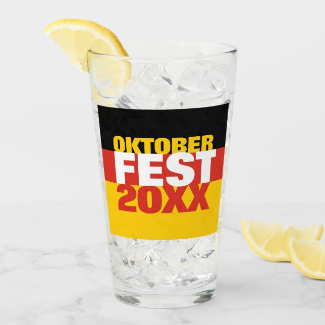 Oktoberfest Oktoberfest - Deutsche Flagge Glas (Vorderseite Ice)