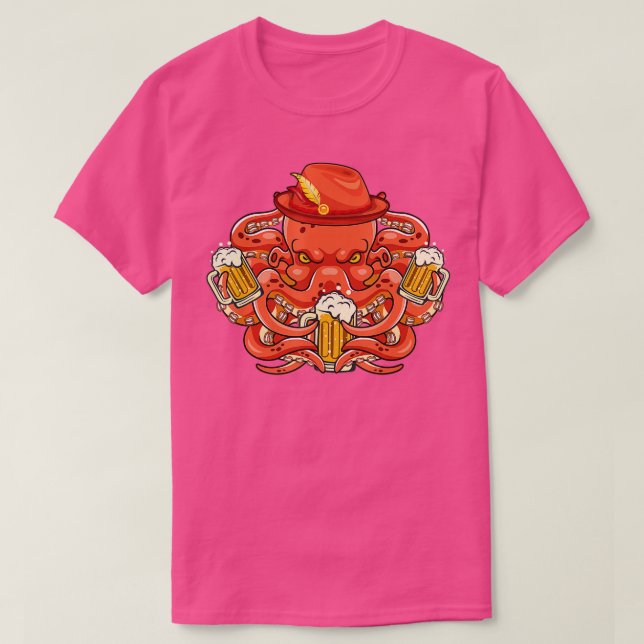 Oktoberfest Oktopus mit Bierhut - Oktober T-Shirt (Design vorne)