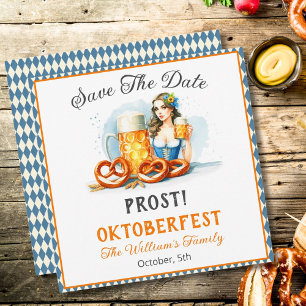 Oktoberfest-Party Bier und Brezeln AI Datum speich Save The Date