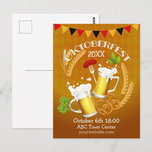 Oktoberfest Toastbier Postkarte (Vorne/Hinten)