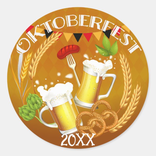 Oktoberfest Toastbier Runder Aufkleber (Vorderseite)