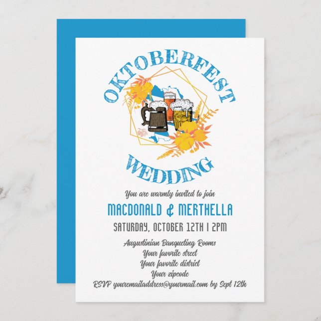 OKTOBERFEST Wedding Einladung (Vorne/Hinten)