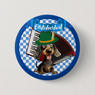 Oktoberfest Wiener Hund Mit Akkordeon Knopf Button